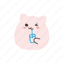 kawaii, cute, emoji, emoticon, cat, drink, lemonade