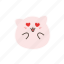 kawaii, cute, emoji, emoticon, cat, eyes, love 