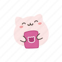 kawaii, cute, emoji, emoticon, cat, food, happy