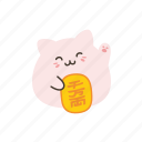 kawaii, cute, emoji, emoticon, cat, money, maneki