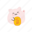 kawaii, cute, emoji, emoticon, cat, money, maneki 