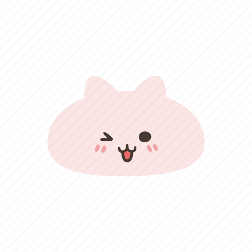 Kawaii, cute, emoji, emoticon, cat, smile, blink icon - Download on Iconfinder
