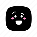 kawaii, cute, emoji, emoticon, happy, black