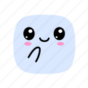 kawaii, cute, emoji, emoticon, thinking, smile