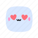 kawaii, emoji, emoticon, eyes, happy, heart, smile