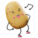 dancing, potato, expression, face, character, vegetable, healthy, food, music 