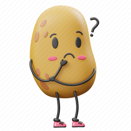 Confuse, potato, expression, face, character, vegetable, healthy 3D illustration - Download on Iconfinder
