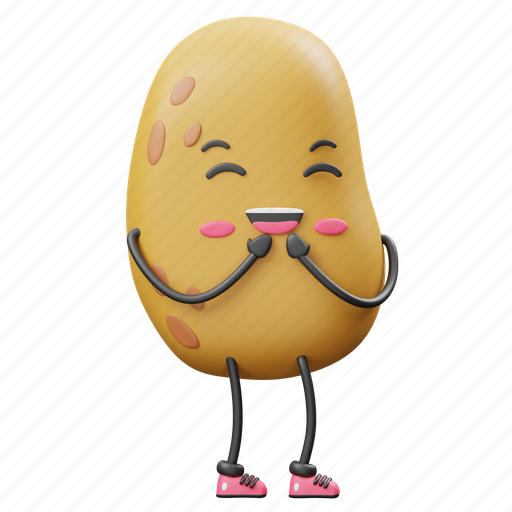 Smiling, potato, expression, face, character, vegetable, healthy 3D illustration - Download on Iconfinder