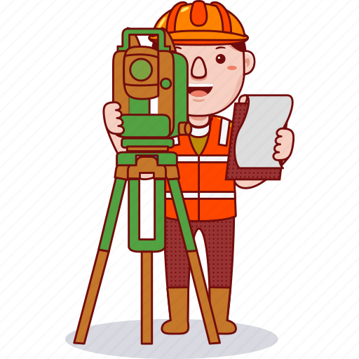 Land, surveyor, worker, job, professional, people, male illustration - Download on Iconfinder