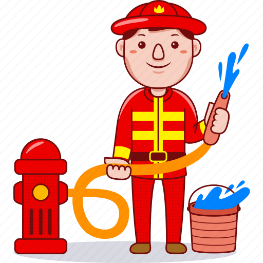 Firefighter, worker, job, professional, people, work, male illustration - Download on Iconfinder