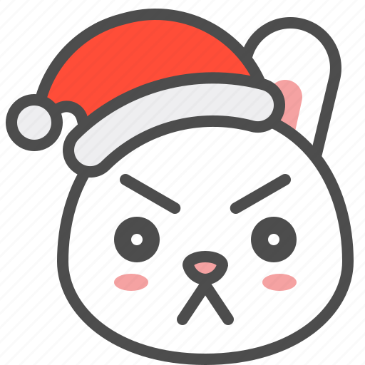 Angry, bunny, christmas, emoji, hat, rabbit, xmas icon - Download on Iconfinder