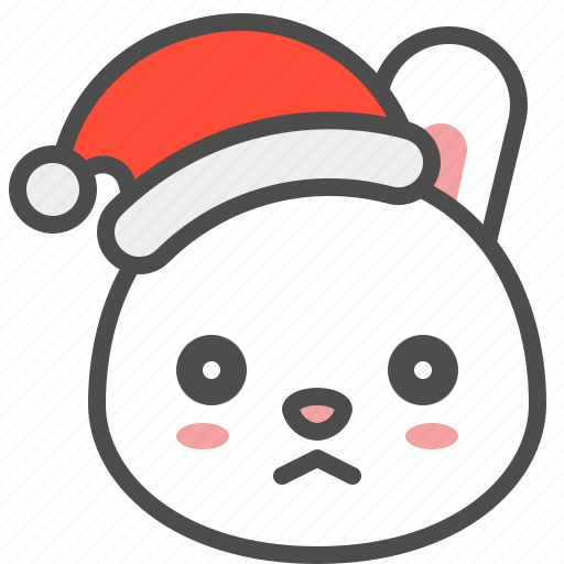 Bunny, christmas, emoji, hat, rabbit, upset, xmas icon - Download on Iconfinder