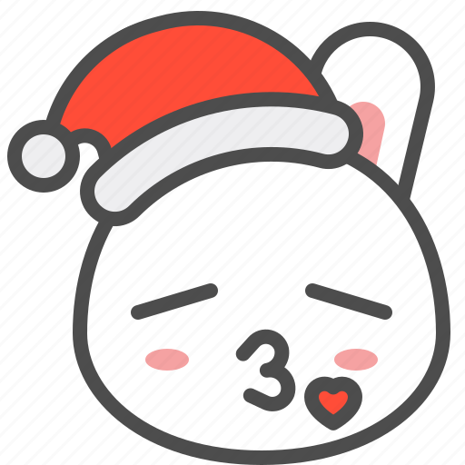 Bunny, christmas, emoji, hat, kiss, rabbit, xmas icon - Download on Iconfinder