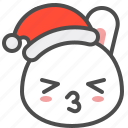 bunny, christmas, emoji, hat, kiss, rabbit, xmas