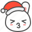 bunny, christmas, emoji, hat, kiss, rabbit, xmas 