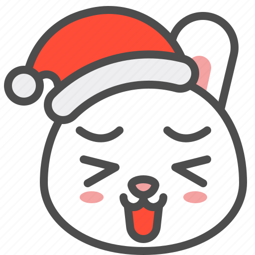 Bunny, christmas, emoji, hat, laugh, rabbit, xmas icon - Download on Iconfinder