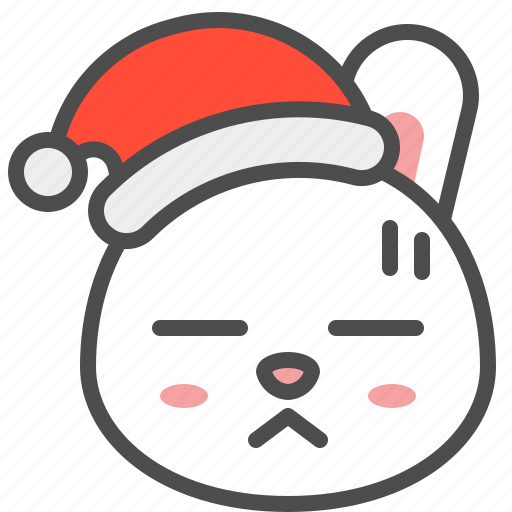 Bunny, christmas, emoji, hat, rabbit, worried, xmas icon - Download on Iconfinder