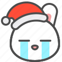 bunny, christmas, cry, emoji, hat, rabbit, xmas