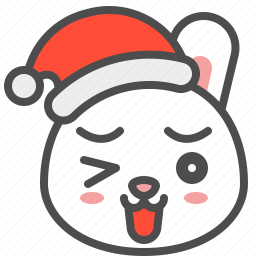 Bunny, christmas, emoji, hat, rabbit, wink, xmas icon - Download on Iconfinder