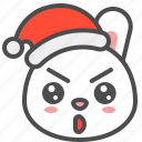 bunny, christmas, emoji, hat, rabbit, surprise, xmas