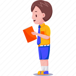 cute, kids, boy, student, with, books, education 