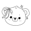 cute, bear, girl, bow, coloring, cartoon, smile 