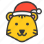 animal, avatar, christmas, santa hat, tiger, xmas 