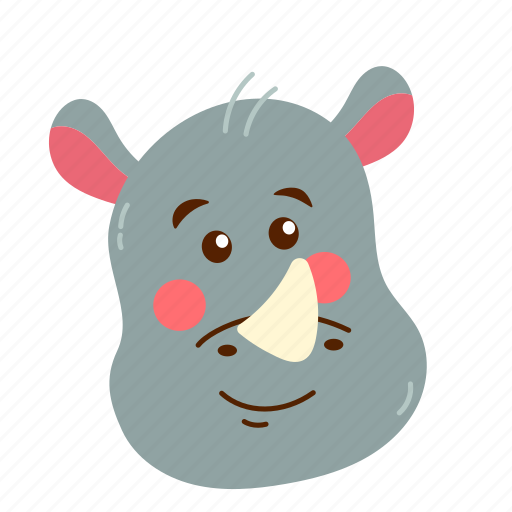 Rhinoceros, rhino, cute rhino, cute rhinoceros, rhinoceros face icon - Download on Iconfinder