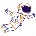 astronaut, cosmonaut, spaceman, space explorer, floating 