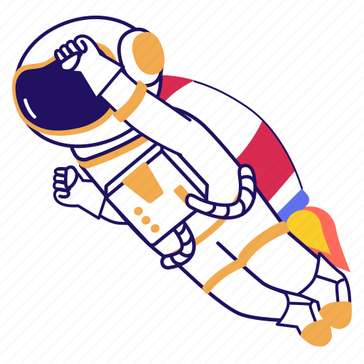 Astronaut, cosmonaut, spaceman, space explorer, jetpack illustration - Download on Iconfinder