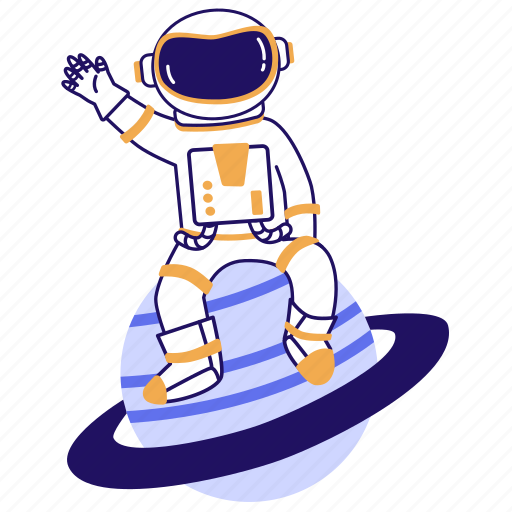 Astronaut, cosmonaut, spaceman, space explorer, saturn illustration - Download on Iconfinder