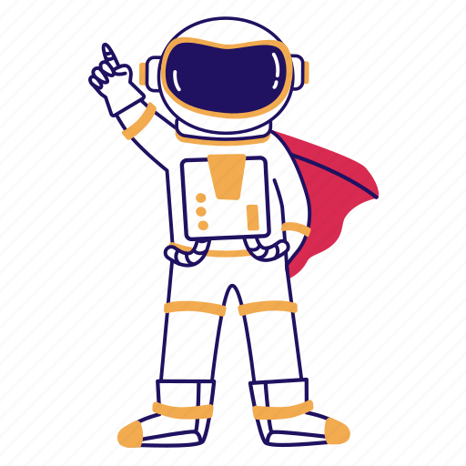 Astronaut, cosmonaut, spaceman, space explorer, superhero illustration - Download on Iconfinder