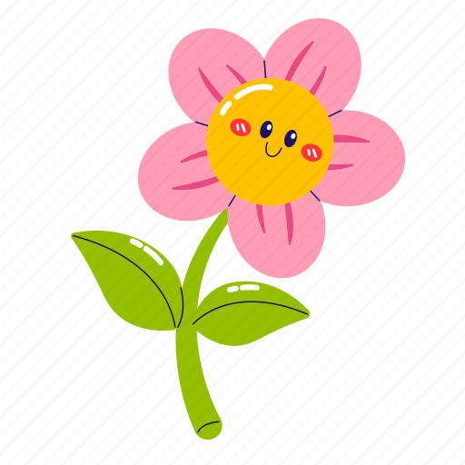 Flower, floral, blossom, cute flower, smiling flower icon - Download on Iconfinder