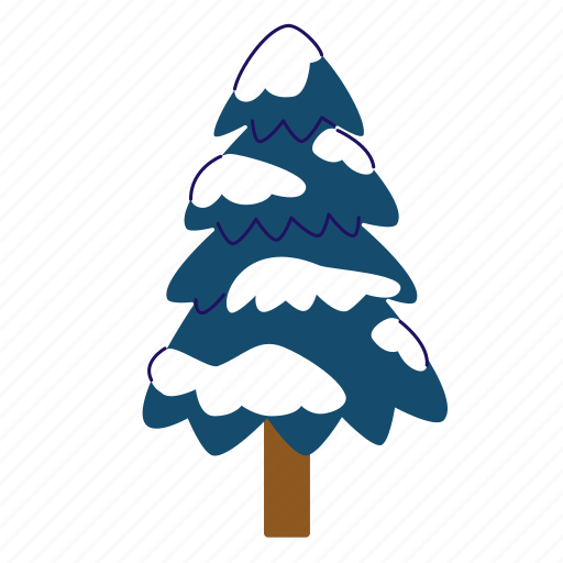 Snowy tree, winter tree, tree, pine tree, frozen tree illustration - Download on Iconfinder