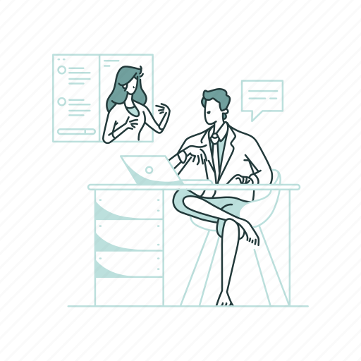 Online, meeting, work from home, internet, connection, communication, interaction illustration - Download on Iconfinder