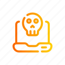 skull, virus, alert, dangerous, laptop