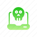 skull, virus, alert, dangerous, laptop