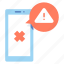 alert, error, mobile, notification, phone, smartphone, warning 