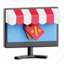 computer, online shopping tools, tech deals, cyber monday, 3d icon, 3d illustration, 3d render 