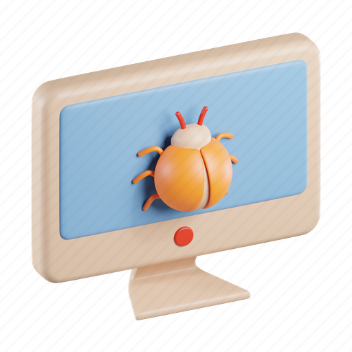 Computer, bug, device, technology, internet, monitor 3D illustration - Download on Iconfinder