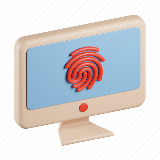 Computer, fingerprint, protection, biometric, security, identification 3D illustration - Download on Iconfinder