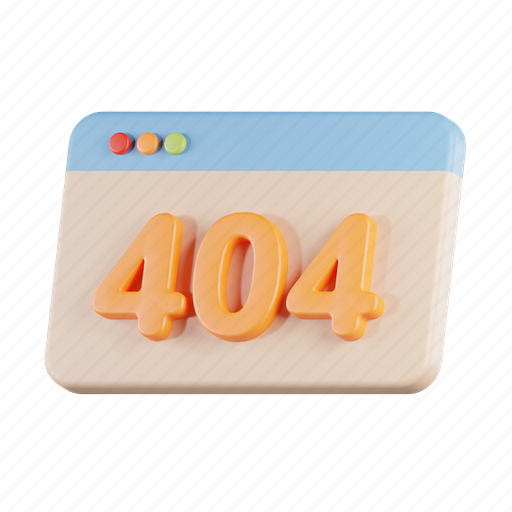 Error, 404, browser, website, page 3D illustration - Download on Iconfinder