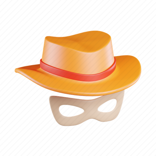 Hacker, identity, hat, anonymous, spy, mask 3D illustration - Download on Iconfinder