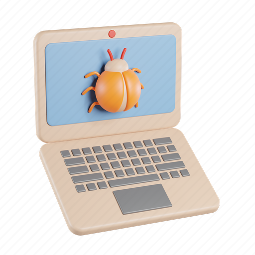 Laptop, bug, device, technology, internet, monitor 3D illustration - Download on Iconfinder