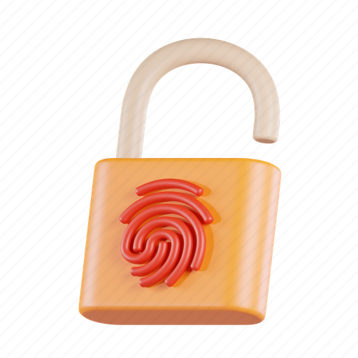 Padlock, fingerprint, protection, unlock, security, identification, biometric 3D illustration - Download on Iconfinder
