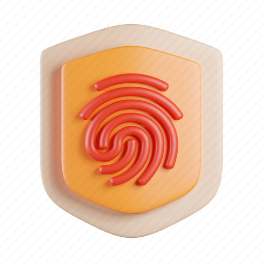 Shield, fingerprint, protection, biometric, security, identification 3D illustration - Download on Iconfinder