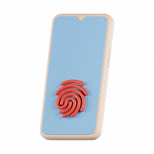 Smartphone, fingerprint, protection, biometric, security, identification 3D illustration - Download on Iconfinder