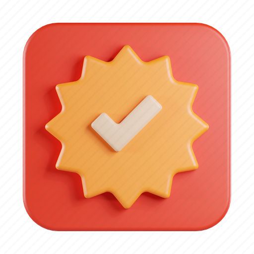 Verification, check, badge, approved, account, verified 3D illustration - Download on Iconfinder