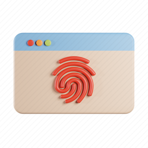 Website, fingerprint, cwebsite, internet, online, security, biometric 3D illustration - Download on Iconfinder