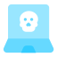 laptop, hacking, device, computer, skull, caution, ui 